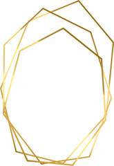 Polygonal Gold Frame. Elegant decoration. Wedding stationery. Invitation.