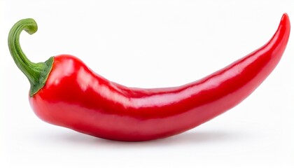 The intense red hue of the chili peppers pops against the white canvas.