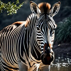 Naklejka premium zebra in the zoo generative AI tool