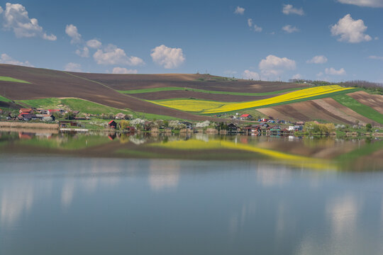 landscape with lake Zau de câmpie in Transylvania country side