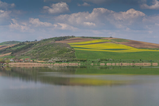 landscape with lake Zau de câmpie in Transylvania country side