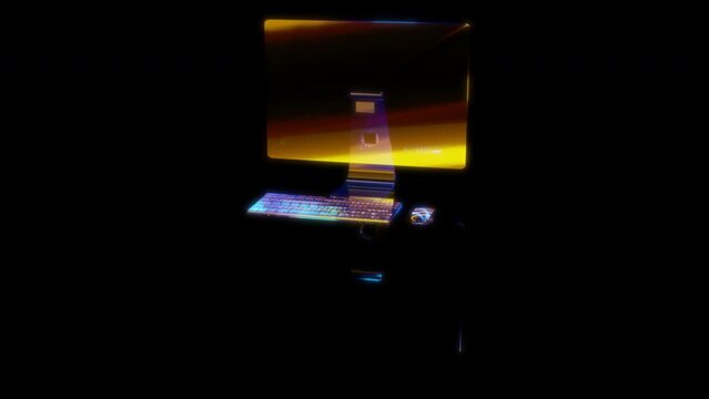 3D animation rendering, PC monoblock model on a black background