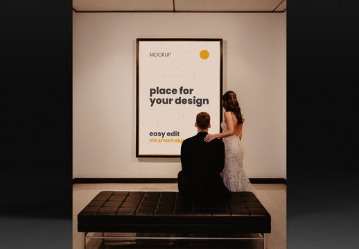 Vertical Frame Poster Mockup with Married Couple