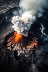 view of a volcanic eruption