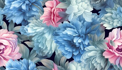 Obraz premium Seamless floral pattern in style of watercolor painting.