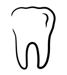 Tooth icon. Vector black flat icon isolated on white background.