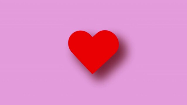 Red heart beats on a purple background, love