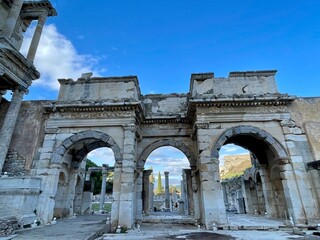Fototapeta na wymiar Celsus Library in Ephesus - Izmir, Turkey. Ephesus Ancient City,