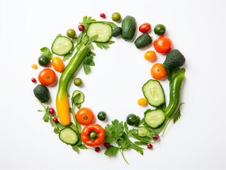 The Letter O Crafted from an Array of Fresh Vegetables, Showcasing Vibrant Nutrition and Wholesome Dietary Diversity