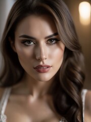 Fototapeta premium a closeup photo portrait of a beautiful young girl model smiling