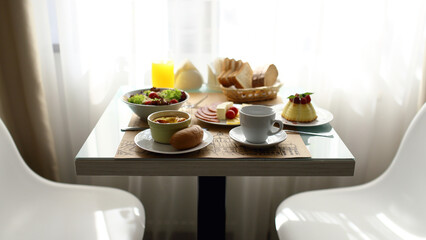 Breakfast for two, table by the window