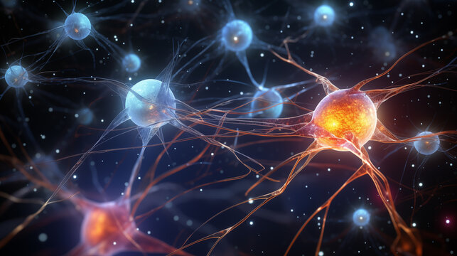 neurons or nerve cells making fast links