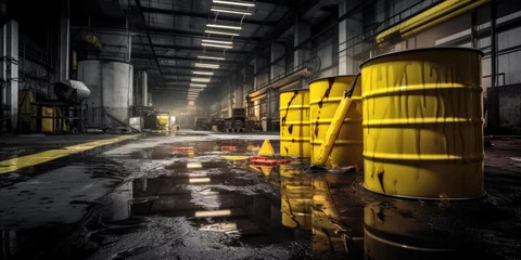 Tuinposter Toxic chemical spill in a factory, with hazardous materials © piai