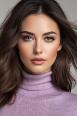 a closeup photo portrait of a beautiful young girl model smiling