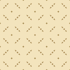Golden abstract floral seamless pattern. Vector gold minimal background. Simple minimalist geometric ornament. Delicate luxury graphic texture with diamond shapes, grid, lattice. Elegant geo design