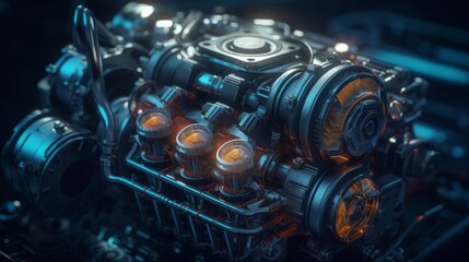 Fototapeta premium Revving Up Innovation: Embracing the Power of Cutting-Edge Machinery and Automotive Technology, generative AI