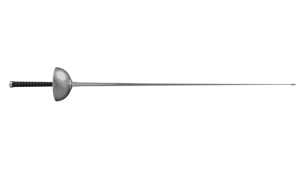 Fotobehang Fencing sword or epee with black handle isolated on transparent and white background, Fencing concept. 3D render © Artem