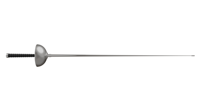Fencing sword or epee with black handle isolated on transparent and white background, Fencing concept. 3D render - Powered by Adobe