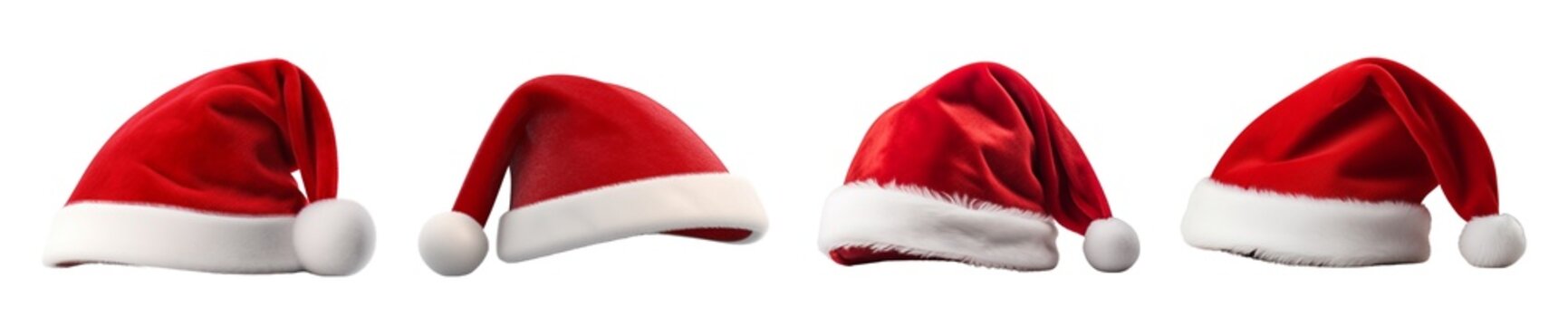 A Collection of Santa Hats on Transparent Background