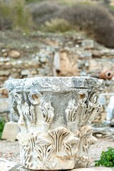 Elements of ancient architecture and ruins of Ephesus, Izmir. 