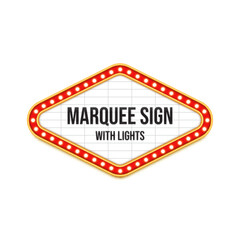 Marquee sign with lights. Vintage movie theater letter board signage, red frame with gold borders, flashing light bulbs. Backdrop for listing the names of current performances or upcoming musical acts