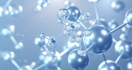 Bronopol, rotating 3D model of antimicrobial, seamless looped video, molecular structure with selective focus