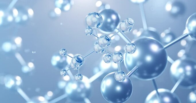 Bronopol, rotating 3D model of antimicrobial, seamless looped video, molecular structure with selective focus