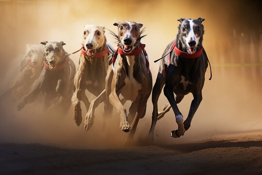 Greyhound race on sand