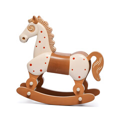 Vintage christmas horse rocking chair isolated on white background