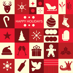 Happy Holiday Mosaic Shape Greeting Card Vector Design.