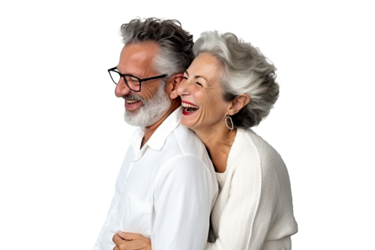 A senior Man and a Woman Are Laughing Together