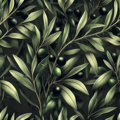 Wallpaper with olives and leaves.