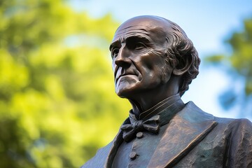 John Stuart Mill statue - obrazy, fototapety, plakaty