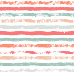 Seamless stripe pattern. Hand drawn vector stripes background, red, pink, orange and green girly brush strokes, cute spring paintbrush line backdrop