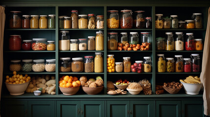 A food pantry closet cupboard in a cottage home is a culinary treasure trove, a hidden oasis of...