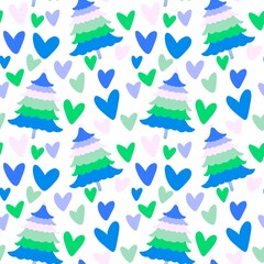 Christmas tree cartoon seamless colors pattern for wrapping paper and fabrics and kids clothes print