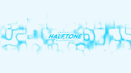 Abstract vector curled blue halftone sound wave. Scrathed dotted texture element.