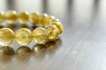 Golden rutilated quartz bracelet bracelet. Spiritual, wealth, prosperity and healing crystal gemstone.