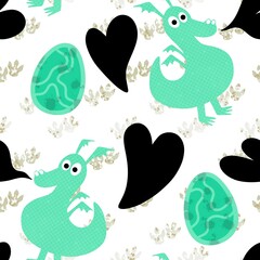 Cartoon animals seamless dragon pattern for wrapping paper and fabrics and linens and kids clothes print