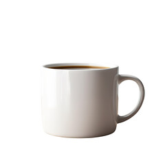 Hot coffee cup on wooden table with transparent background.