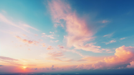 Abstract gradient sunrise in the sky with cloud and blue mix orange natural background. - obrazy, fototapety, plakaty