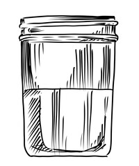 mason jar hand drawn sketch glassware - obrazy, fototapety, plakaty