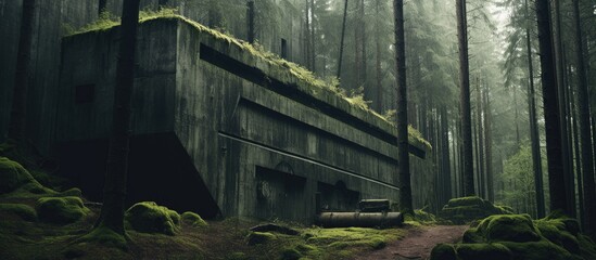 Abandoned Cold War bunker in Polish forest, Podborsko. - obrazy, fototapety, plakaty