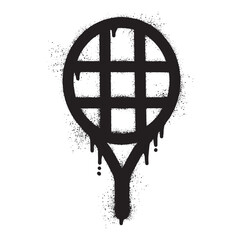 Tennis racket graffiti with black spray paint © anakcikal978