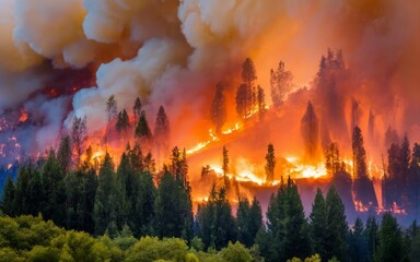 Forest Fire and Drought Crisis: Climate Change Tragedy, Brave Firefighters, Battling the Blaze, Ecological Emergency, Firefighters in Action, Climate Crisis Response, Wildfire Heroes, Nature's Battle,