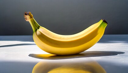 Professional Photography of a Fresh and Ripe Banana on a White Background, Food Presentation, Digital Art.