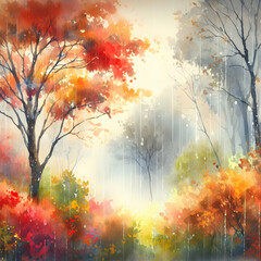 Obraz na płótnie Canvas Autumn Watercolor Painting