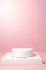 Obraz na płótnie Canvas A white pedestal on a pink background