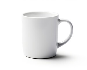 Obraz premium Blank White Coffee Mug Against White Background