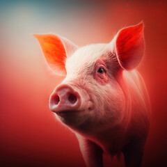 Vibrant Scarlet Pig: Detailed Close-Up - obrazy, fototapety, plakaty